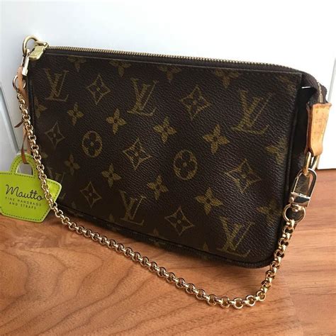 lv small grey pruse gold chain consignment|Louis Vuitton .